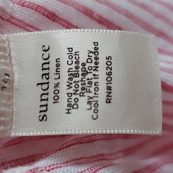 Sundance 100% Linen V Neck Striped Top Balloon Sleeve Size Medium - Picture 6 of 6